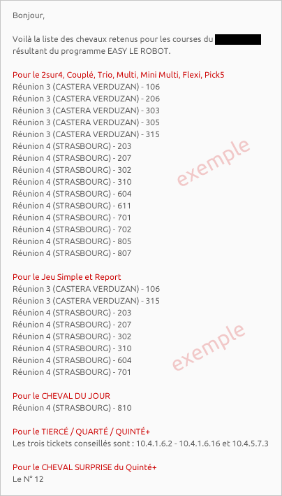 Exemple pronostic robot Exemple pronostic robot